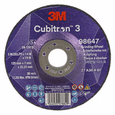 Disque à meuler à moyeu déporté 3M Cubitron 3, 98647, 36+, T27, 125 mm x 7 mm x 22,23 mm, EN, 10/paquet, 20 pièces/carton