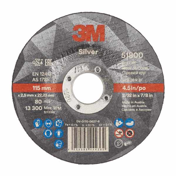 Disque à tronçonner 3M Silver moyeu déporté, T42 115 mm x 2.5 mm x 22.23 mm, 36+