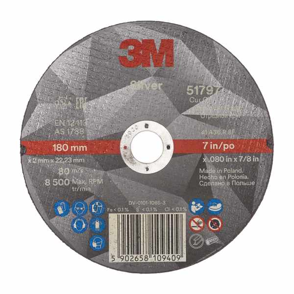 Disque à tronçonner 3M Silver plat, T41 180 mm x 2 mm x 22.23 mm, 36+