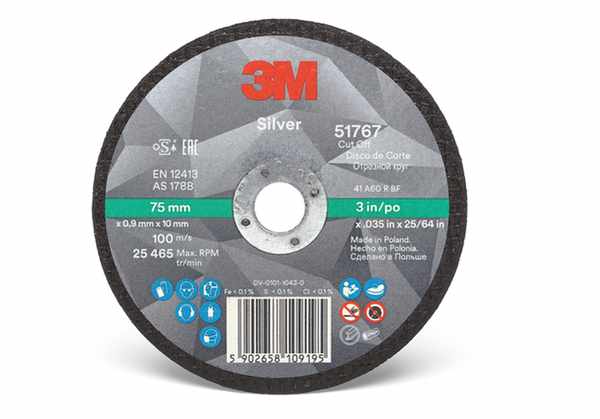 Disque à tronçonner 3M Silver plat, T41 75 mm x 0.9 mm x 10 mm, 60+