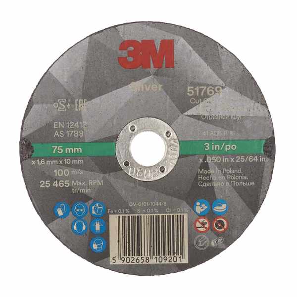 Disque à tronçonner 3M Silver plat, T41 75 mm x 1.6 mm x 10 mm, 36+