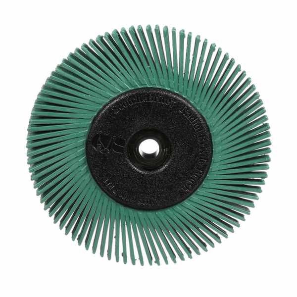 Brosse Bristle radiale Scotch-Brite? BB-ZB, Type A, vert, Ø 150 mm x 13 mm x 25 mm, P50, avec adaptateur