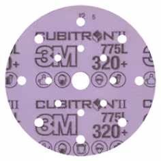 Disque film 3M Cubitron II Hookit 775L, 152.4 mm x 9.53 mm, 320+, Multitrou
