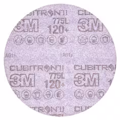 Disque abrasif support polyester 3M Cubitron II Hookit 775L, 203mm, Grain 120+, Plein