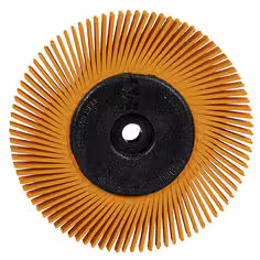 Brosse bristle radiale Scotch-Brite Precision, PN-RB, 80+, 152,4 mm × 12,7 mm × 25,4 mm (6 po × ½ po × 1 po), Type A, avec adaptateur