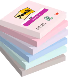 Notes Post-it® Super Sticky, Collection Soulful, 76 mm x 76 mm, 90 Feuilles/Bloc, 6 Blocs/Paquet, 100% PEFC, SGSCH-PEFC-COC-110078