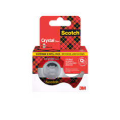 Ruban Crystal Scotch® 6-1975DR2, 19 mm x 7,5 m, 2 rouleaux +1 mini dévidoir/paquet