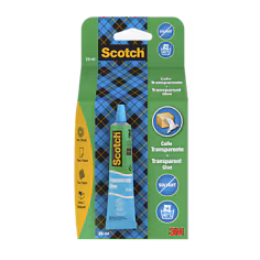 Scotch® Tube de colle à usage domestique transparente sans solvant 3025C12, 30 ml, 1 tube/paquet