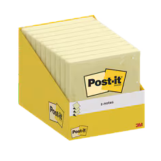 Z-Notes Post-it®, Canary Yellow, 76 mm x 76 mm, 100 Feuilles/Bloc, 1 Bloc/Boîte, Paquet de Carton, 100% PEFC, SGSCH-PEFC-COC-110078