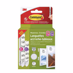 Languettes accroche tableaux Command 17209WHI-12-FGN-VP, blanches, moyennes et grandes, 4 paires M + 8 paires L (24 languettes), multi-pack