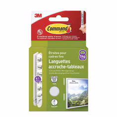 Languettes accroche tableaux Command 17207WHI-4-FGN, blanches, étroites, 4 paires (8 languettes)