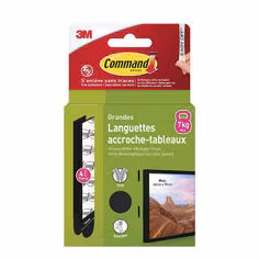 Languettes accroche tableaux Command 17206BLK-4-FGN, noires, grandes, 4 paires (8 languettes)