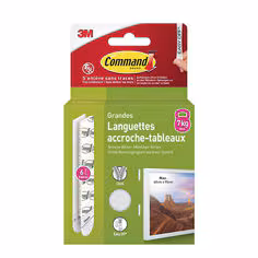 Languettes accroche tableaux Command 17206WHI-6-FGN-VP, blanches, grandes, 6 paires (12 languettes), multi-pack