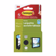 Languettes accroche tableaux Command 17202BLK-4-FGN, noires, petites, 4 paires (8 languettes)
