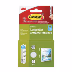 Languettes accroche tableaux Command 17202WHI-4-FGN, blanches, petites, 4 paires (8 languettes)