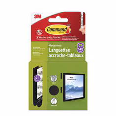 Languettes accroche tableaux Command 17204BLK-4-FGN, noires, moyennes, 4 paires (8 languettes)