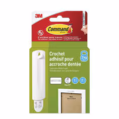 Crochet plastique pour tableaux Command 17040-1-FGN, 1 crochet + 2 languettes par paquet