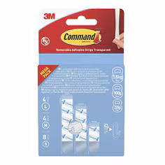 Languettes adhésives amovibles à usage général Command 17200CLR-16-EU-VP, transparentes, 8 petites + 4 moyennes + 4 grandes languettes, Multi-Pack