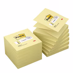 Post-it® Z-Notes, Canary Yellow, Single Wrapped, 76mm x 76mm, 100Sheets/Pad, 12 Pads/Pack, 100% PEFC, SGSCH-PEFC-COC-110078