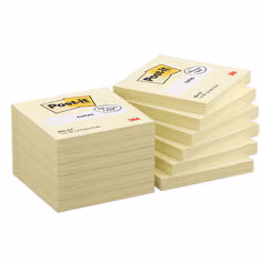 Post-it® Notes 654-CY, Canary Yellow, Single Wrapped, 76mmx76mm, 100sheets, 12 Pads/Pack, 100% PEFC, SGSCH-PEFC-COC-110078