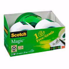 Ruban invisible Scotch® Magic, 3 rouleaux, 19 mm x 25 m + 1 dévidoir gratuit