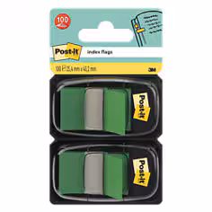Marque-Pages Post-it®, Moyen, Vert, 25.4 mm x 43.2 mm, 50 Marque-Pages/Dévidoir, 2 Dévidoirs/Paquet