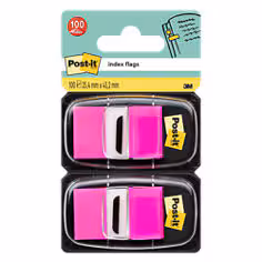 Marque-Pages Post-it®, Moyen, Rose, 25.4 mm x 43.2 mm, 50 Marque-Pages/Dévidoir, 2 Dévidoirs/Paquet
