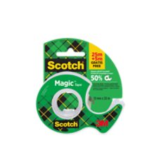 Ruban invisible Scotch® Magic, 19 mm x 25 m, 1 rouleau sur le dévidoir manuel/paquet + 5 m GRATUIT