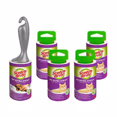 Brosse adhésive adhésive* Scotch-Brite Pet Extra Sticky*pour poils d\'animaux, 48 feuilles + 4 recharges de brosse adhésive extra adhésive* Scotch-Brite Pet Extra Sticky*pour poils d\'animaux, 48 feuilles, 5 rouleaux, 240 feuilles par paquet