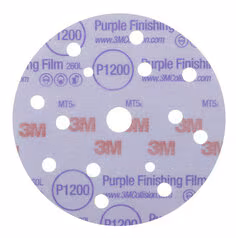 Disque abrasif de finition Violet à support film 3M Hookit 260L, 150 mm, 15 trous, P1200, 51158