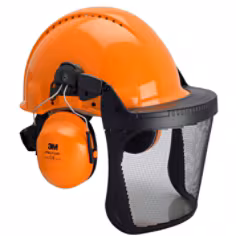 Combinaison forestière 3M, casque de sécurité G3000 Or, coquilles antibruit Optime II, support FH1 et visière grillagée 5J, G3000MOR52FH15J