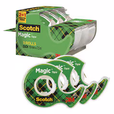 Ruban invisible Scotch® Magic, 2 rouleaux, 19 mm x 7,5 m, 1 gratuit sur le dévidoir manuel