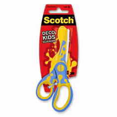 Boîte en carton avec ciseaux DECO Scotch pour enfant assortis, vert, bleu ou rose, 1 par paquet, 13 cm