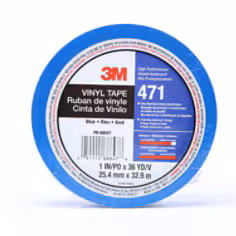 Ruban Adhésif Vinyle 3M 471, Bleu, 25.4 mm x 33 m, 0.14 mm, Emballé individuellement