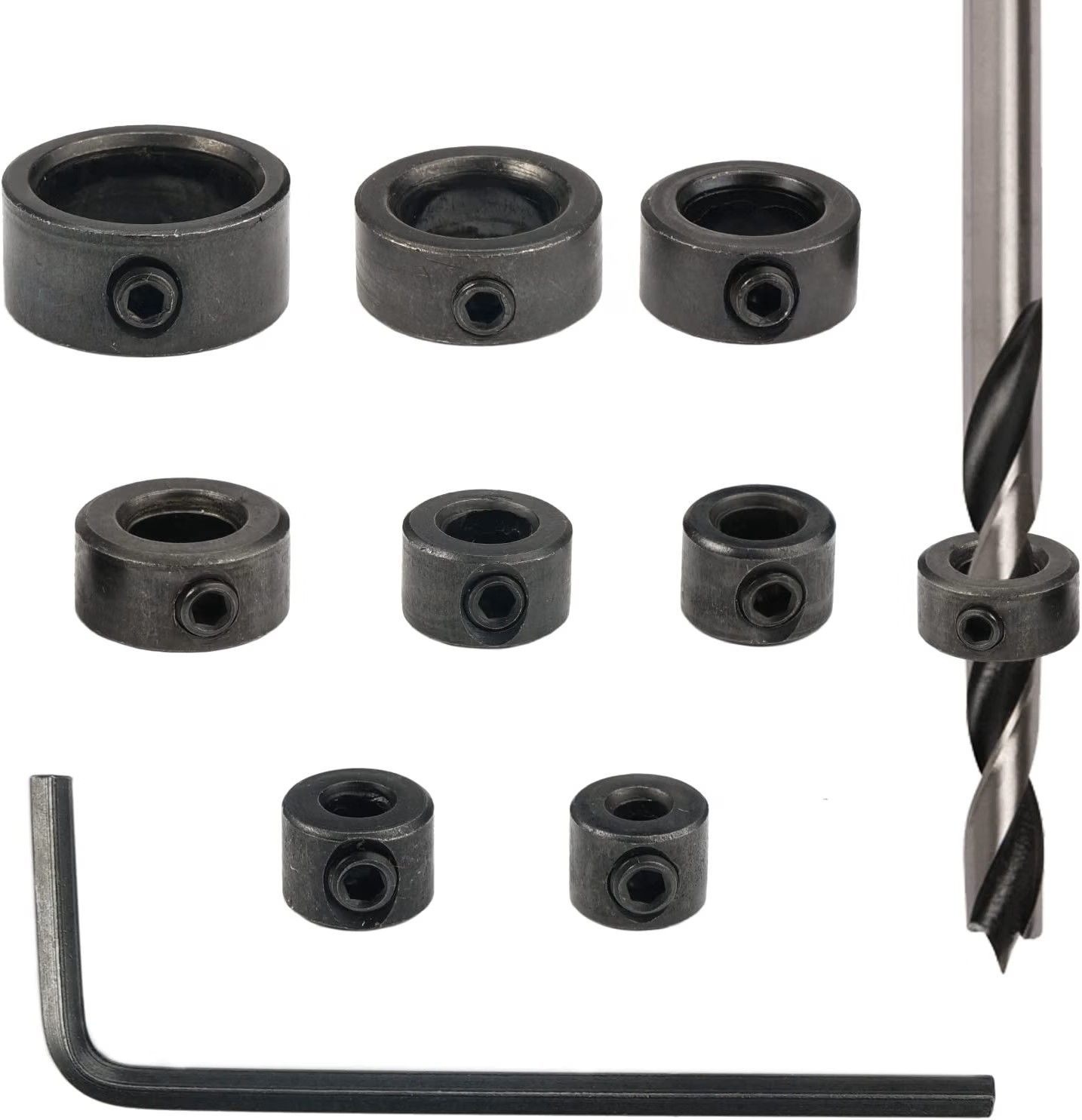 8 pièces Butée de Profondeur de Foret, 3-16 mm Bagues d\'Arrêt de Perçage