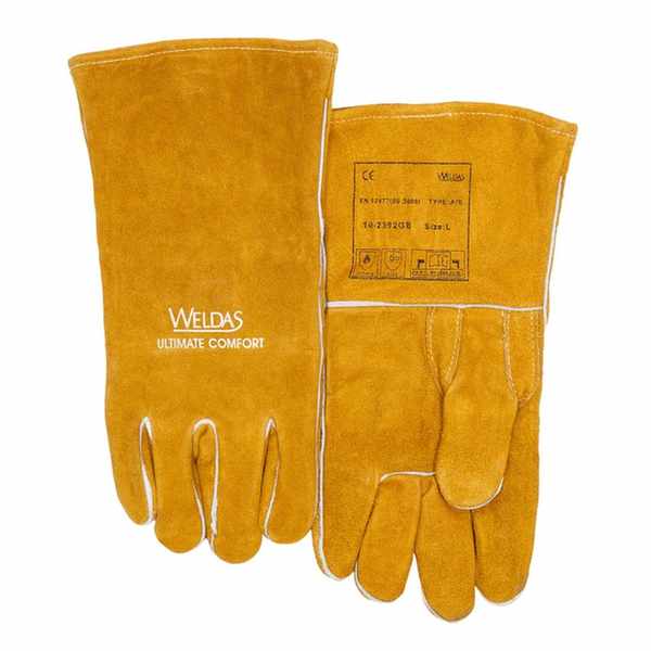 Gant soudeur pouce droit renforcé meilleure manipulation MIG croûte bovin Golden Brown? Taille L