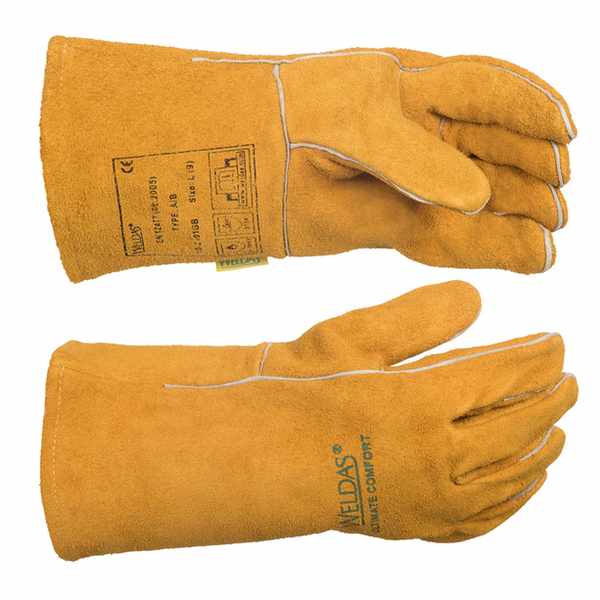 Gant soudeur avec doublage en coton modèle économique cuir croûte bovin Golden Brown? Taille L