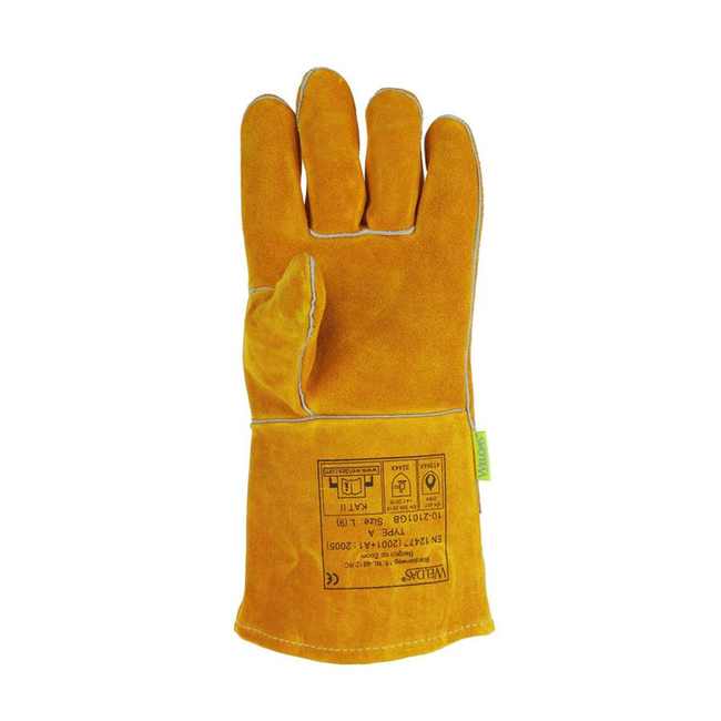 Gant soudeur avec doublage en coton modèle économique cuir croûte bovin Golden Brown? Taille L