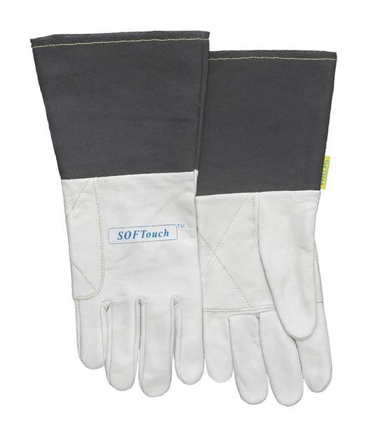 Gant de soudure en peau de chèvre Softouch? manchette en tissu gris retardateur de flamme Taille S