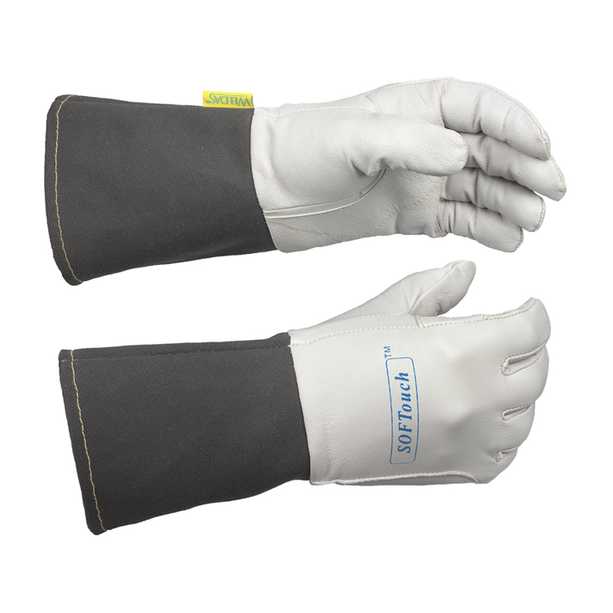 Gant de soudure en peau de chèvre Softouch? manchette en tissu gris retardateur de flamme Taille S