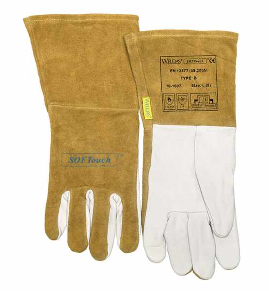Gant soudeur Softouch? cuir de chèvre combiné avec cuir bovin croûte sur revers et manchette Taille M