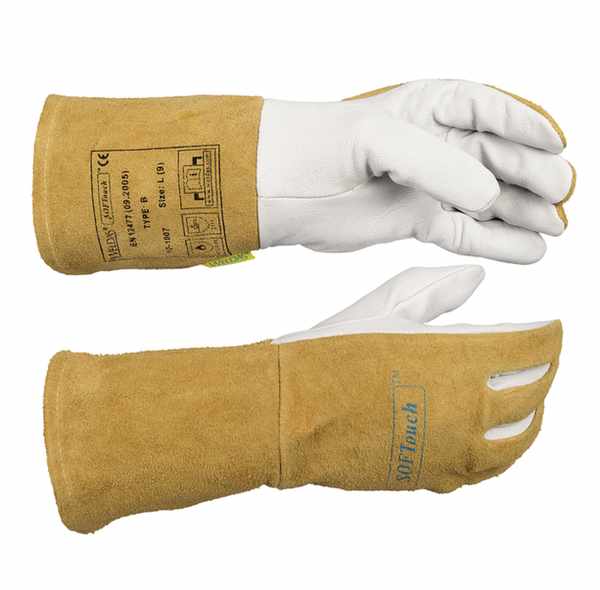 Gant soudeur Softouch? cuir de chèvre combiné avec cuir bovin croûte sur revers et manchette Taille M