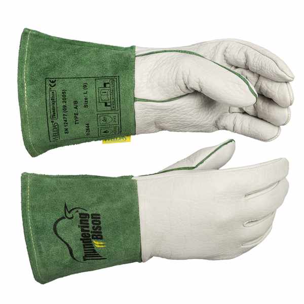 Gant soudeur ThunderingBison? en cuir fleur de bison avec manchette en cuir de bovin croûte Taille M
