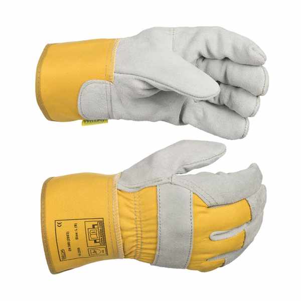 Gant Docker cuir bovin croûte en couleurs doublure paume manchette de sécurité de 75 cm Taille S