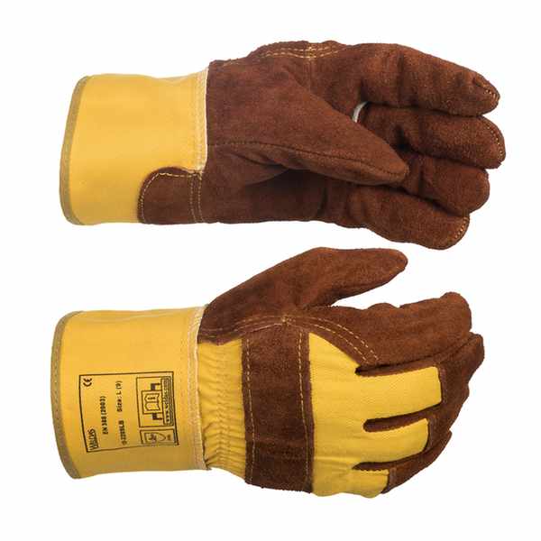 Gant Docker cuir bovin croûte Lava Brown doublure paume manchette de sécurité de 75 cm Taille L