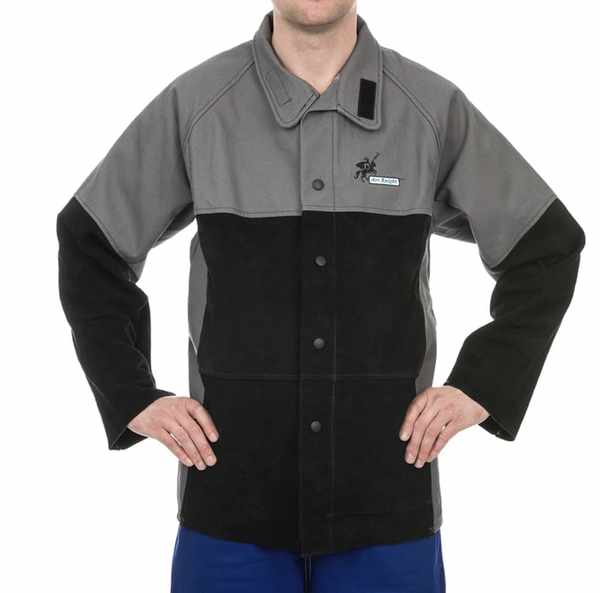 Arc Knight® veste de soudage coton ignifugé 520 gr./m2 renfort de cuir 76 cm.long. Taille M