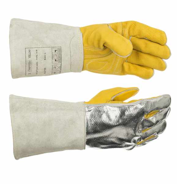 Gant STEERSOtuff® aluminisé main croûte et fleur bovin, manchette croûte bovin COMFOflex®