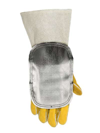 Protection de main aluminisée avec dos en cuir, (la paire)