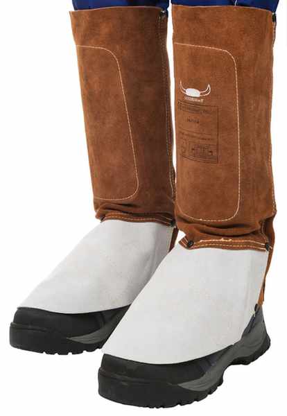 Guêtres Lava Brown en cuir croûte bovin,longueur 36 cm (la paire)