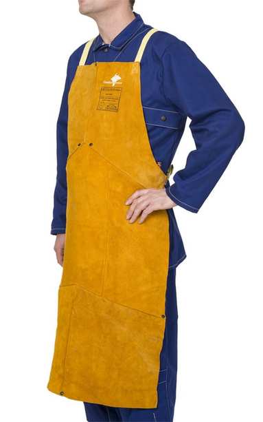 Tablier Golden Brown en cuir croûte bovin,longueur 107 cm, largeur 80 cm